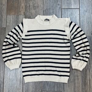 Pretty Garden Women's Striped Knit Sweater Mock‎ Neck Long Sleeve - L
